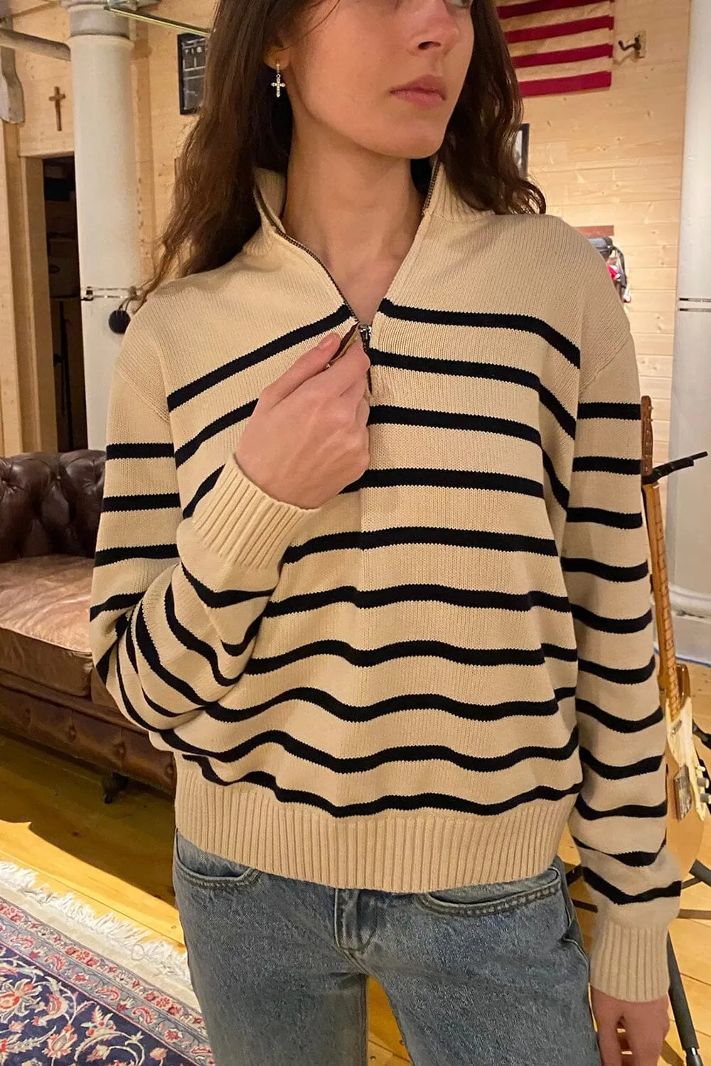 Aleah Cotton Stripe Sweater