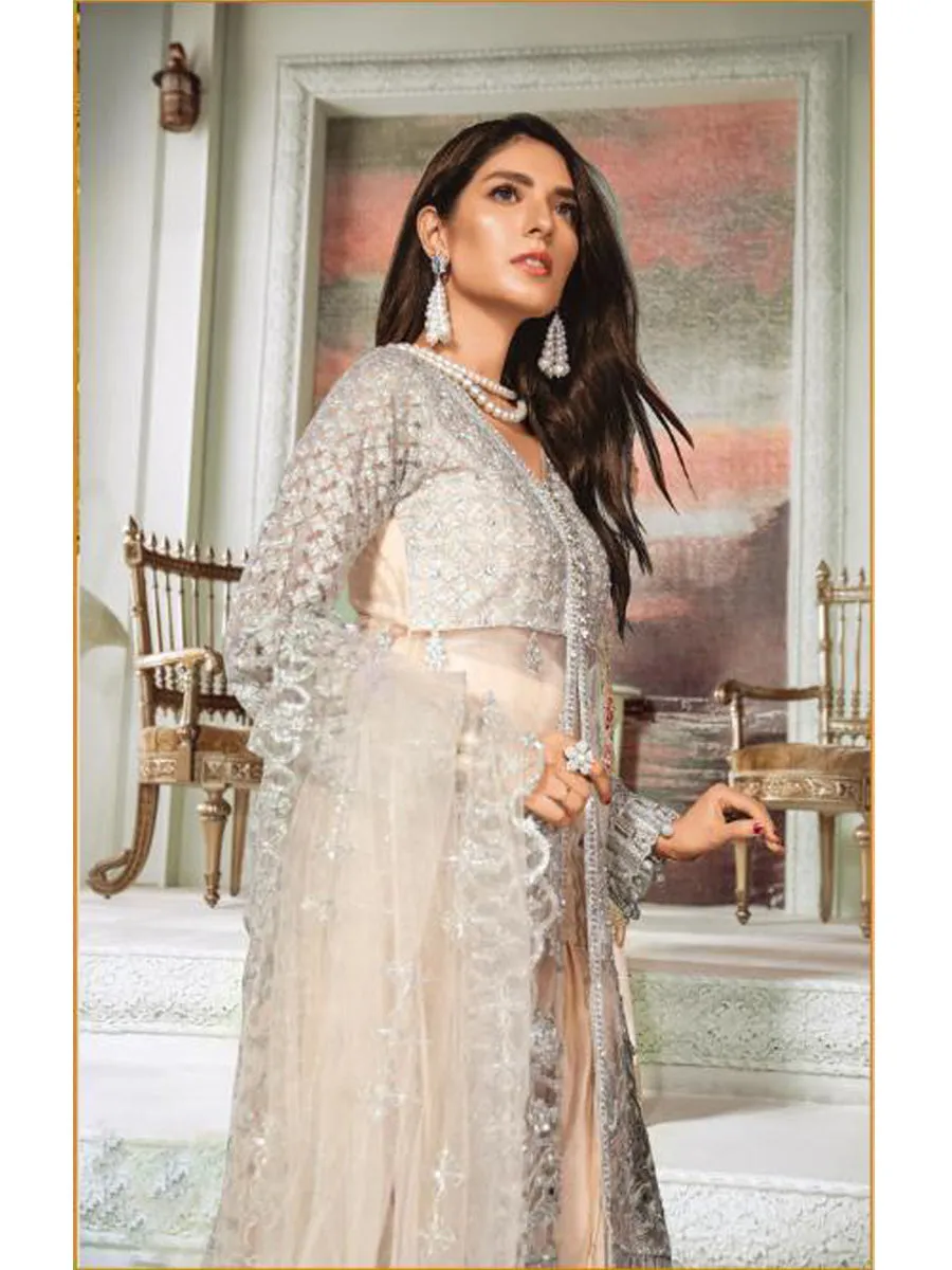 Azeen Light Peach Net Pakistani Suit