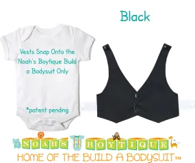 Black Baby Vest - Baby Tuxedo Vest - Baby Boy Wedding Vest - Baby Boy Birthday Vest - Baby Vest Bodysuit