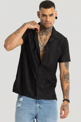 Black Cuban Textured shirt