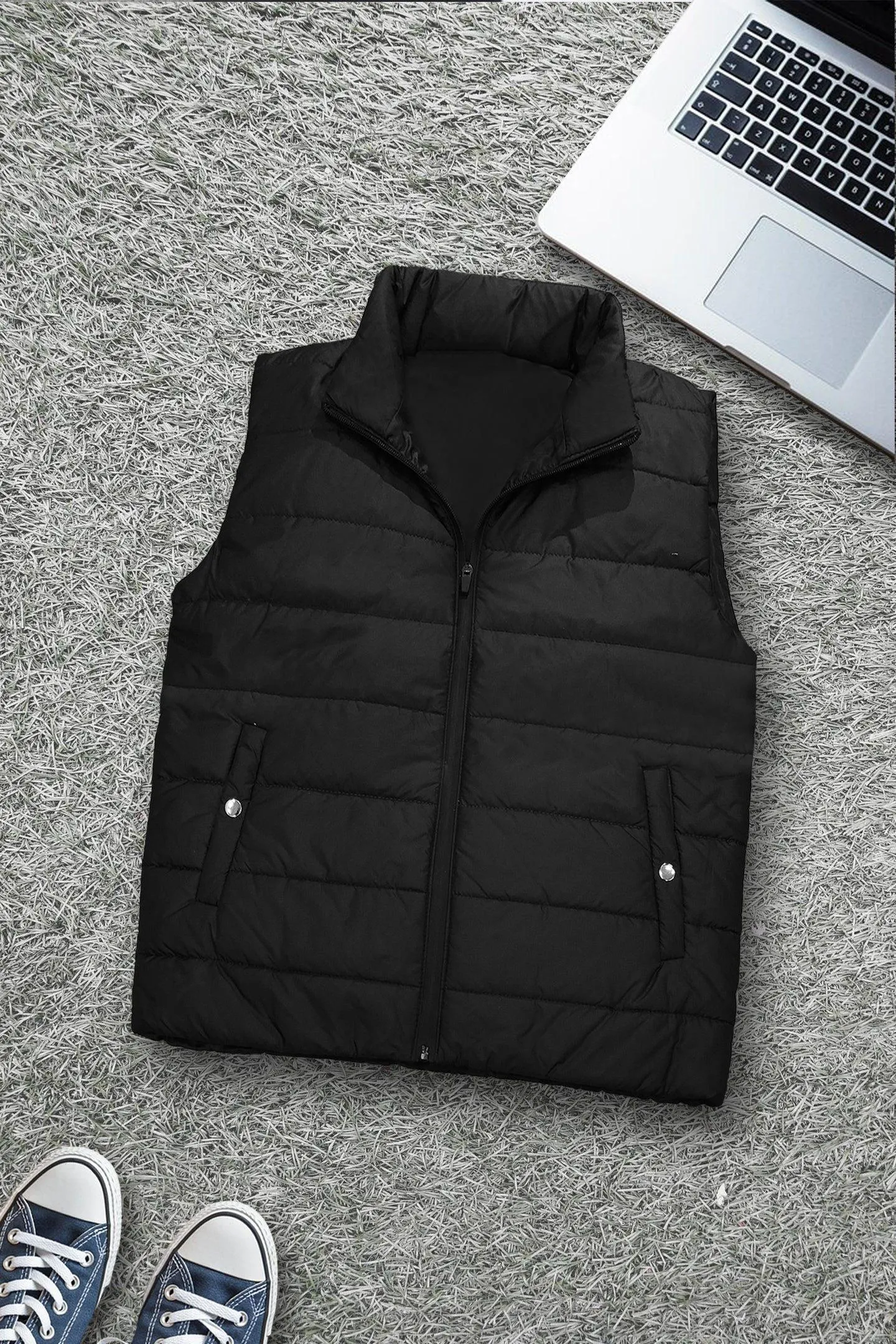 Black Puffer Sleeveless Jacket