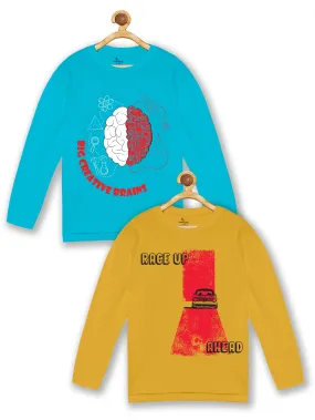 Boy's Printed Full Sleeve Round Neck Tee Pack of 2