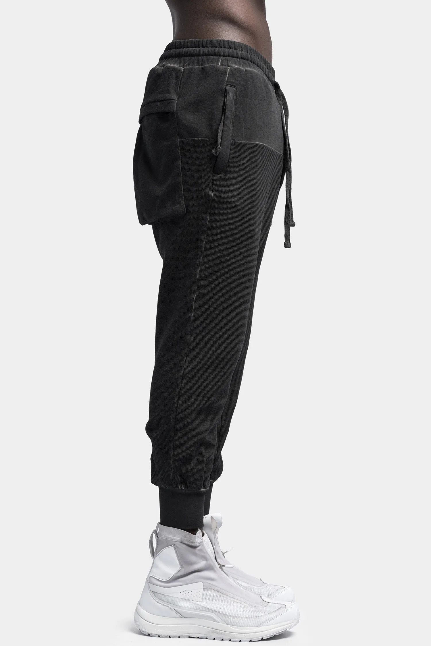 Contrast cotton sweatpants, Black oil