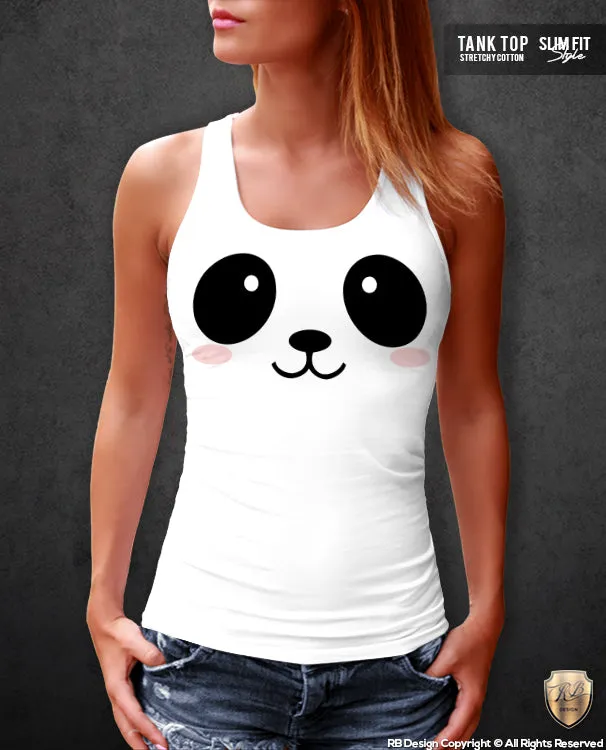 Cute Panda Face Women's T-shirt Cool Animal Lover Ladies Tank Top WD311