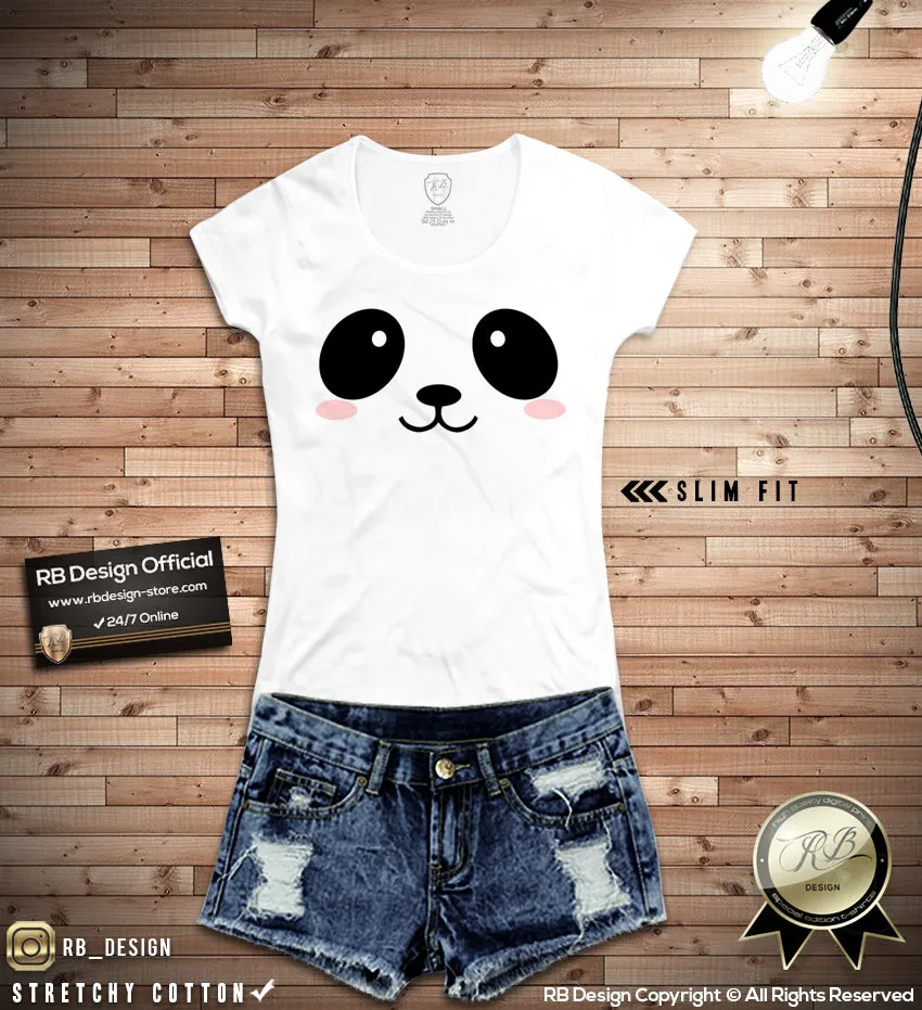 Cute Panda Face Women's T-shirt Cool Animal Lover Ladies Tank Top WD311