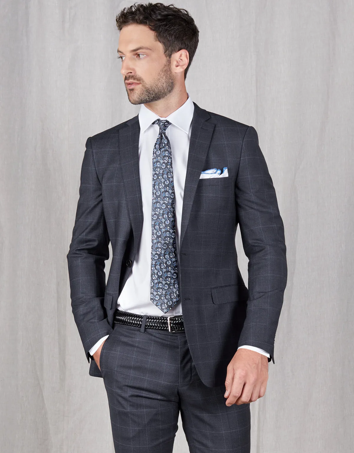 Fresh Navy Check Two Piece Suit