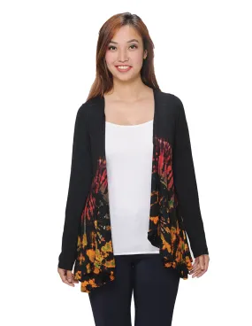 Half Tie Dye Open Cardigan Black-Rainbow