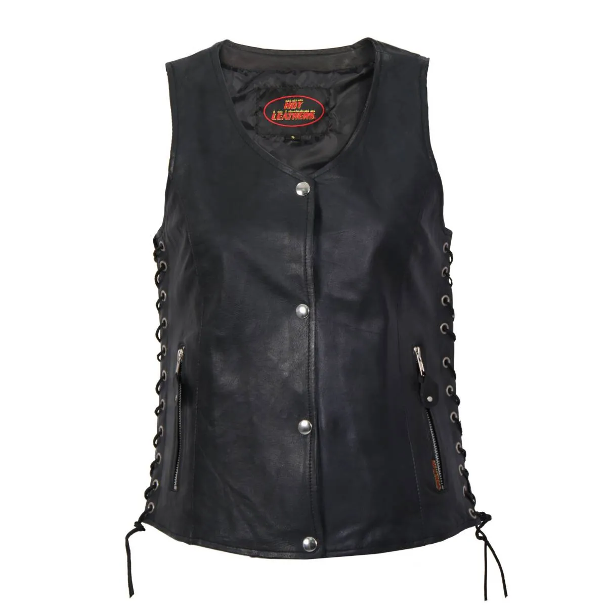 Hot Leathers VSL1010 Ladies Black Lambskin Side Lace Vest