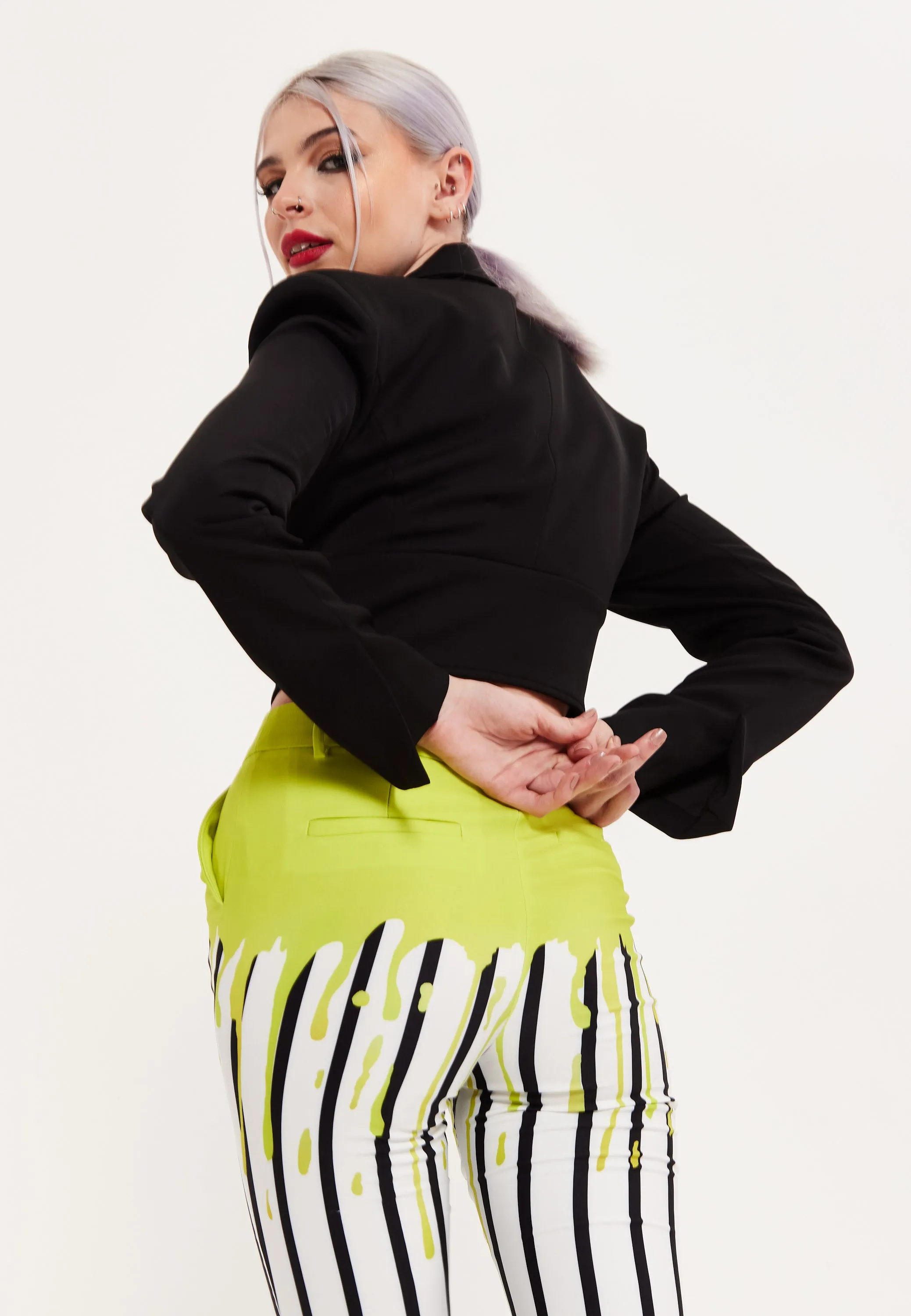 House Of Holland Monochrome Short Lock Jacket Black