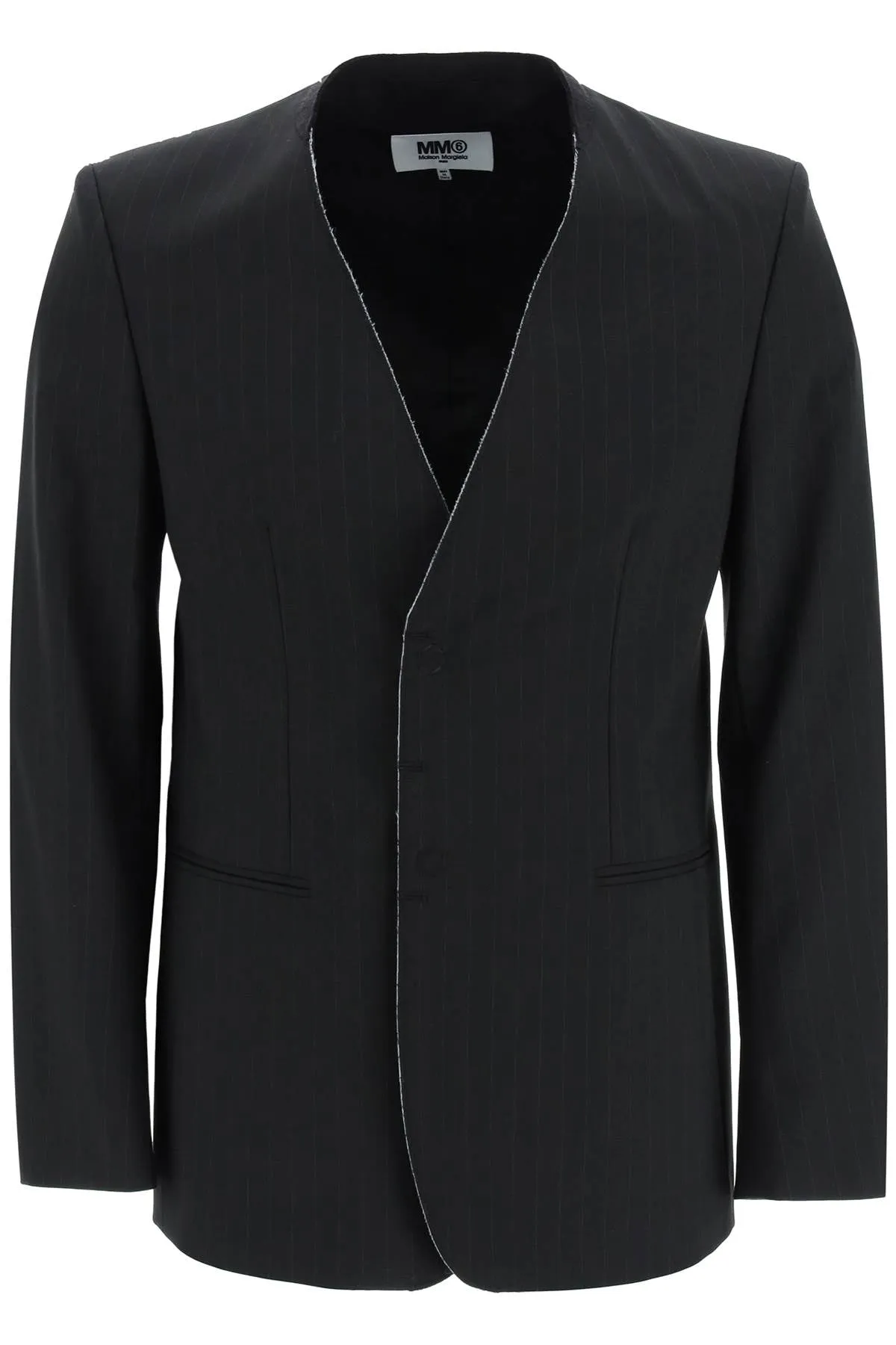 Mm6 maison margiela collarless pinstripe blazer