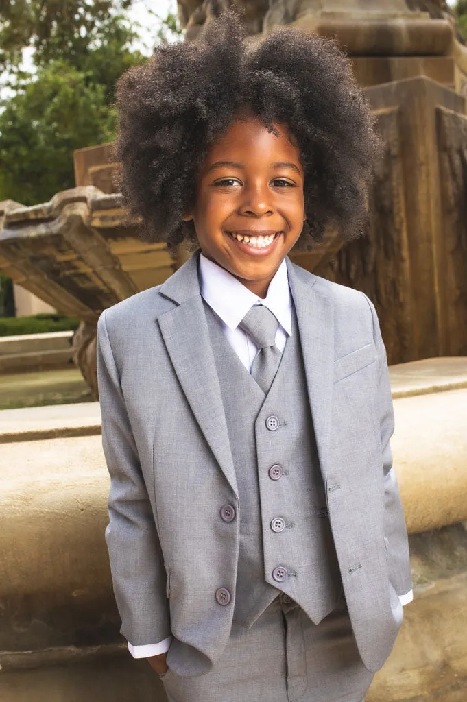 "007" Kids Heather Grey Suit (5-Piece Set)