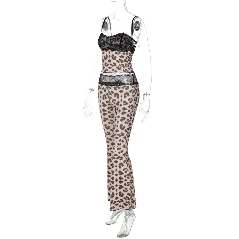 Samora Leopard Mesh Camisole Set