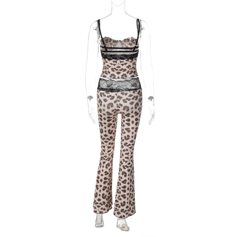 Samora Leopard Mesh Camisole Set