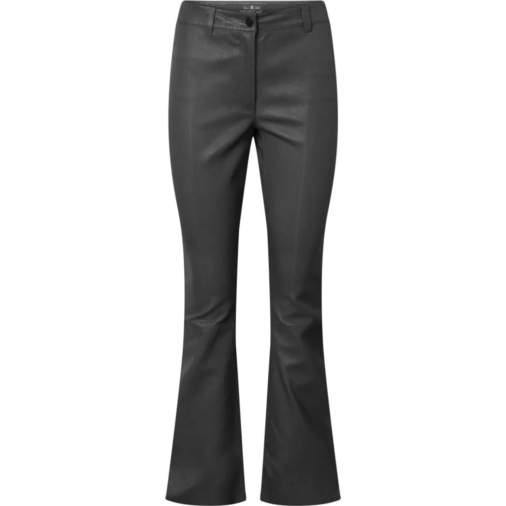 Stretch flare pants in soft leather quality / 50784 - Dark grey