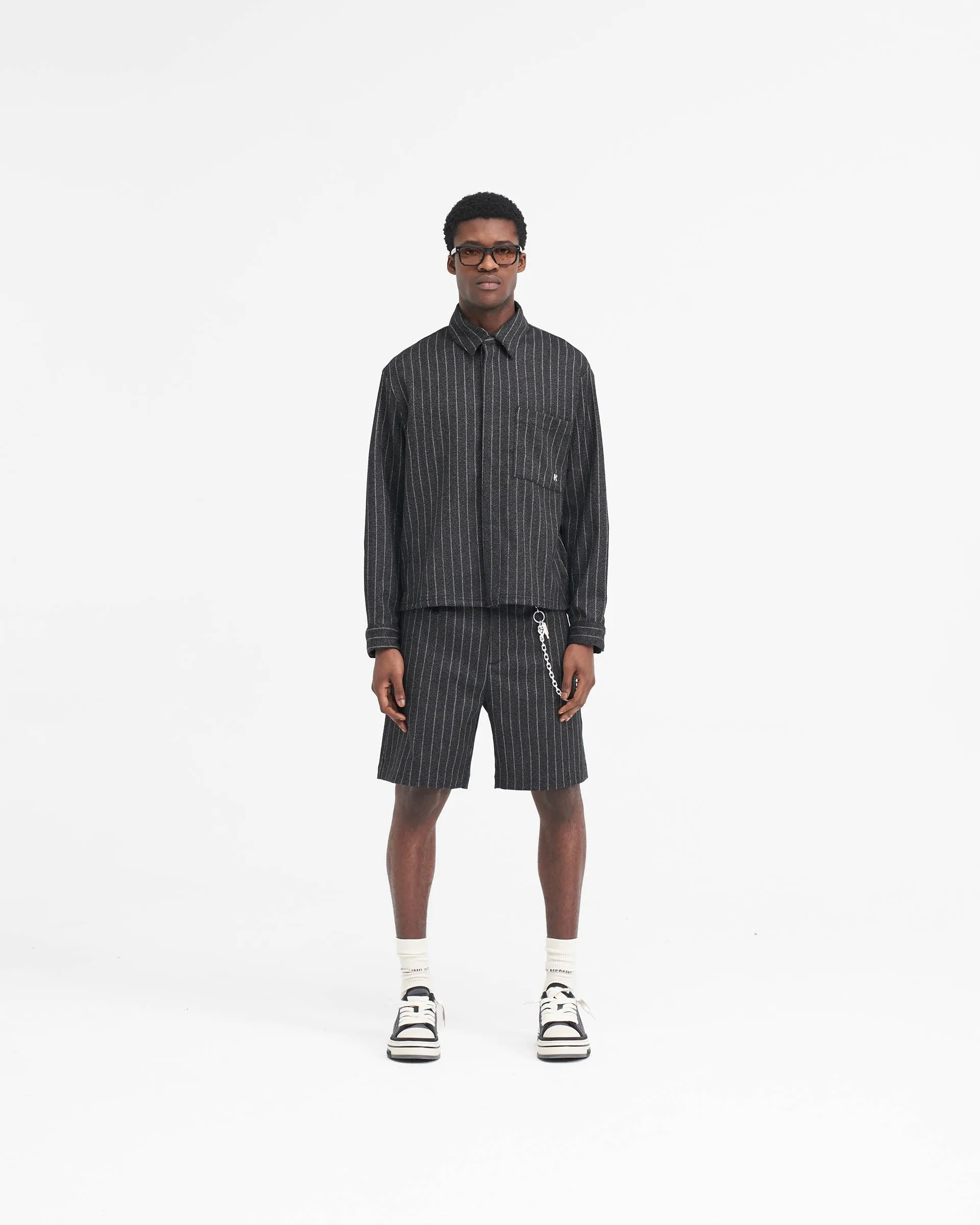 Tailored Short - Black Pinstripe