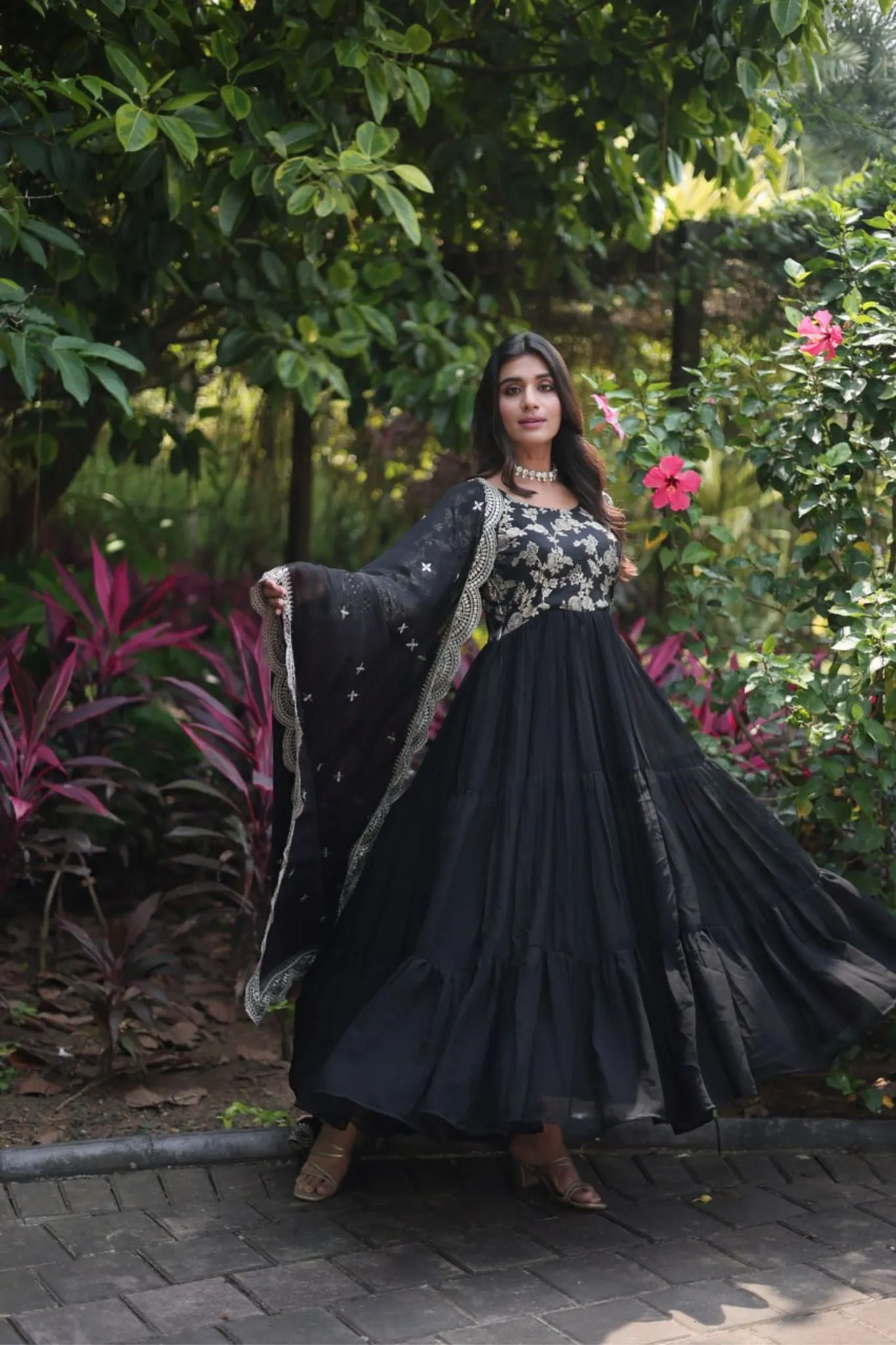 Traditional Elegance Anarkali Gown And Dupatta Set