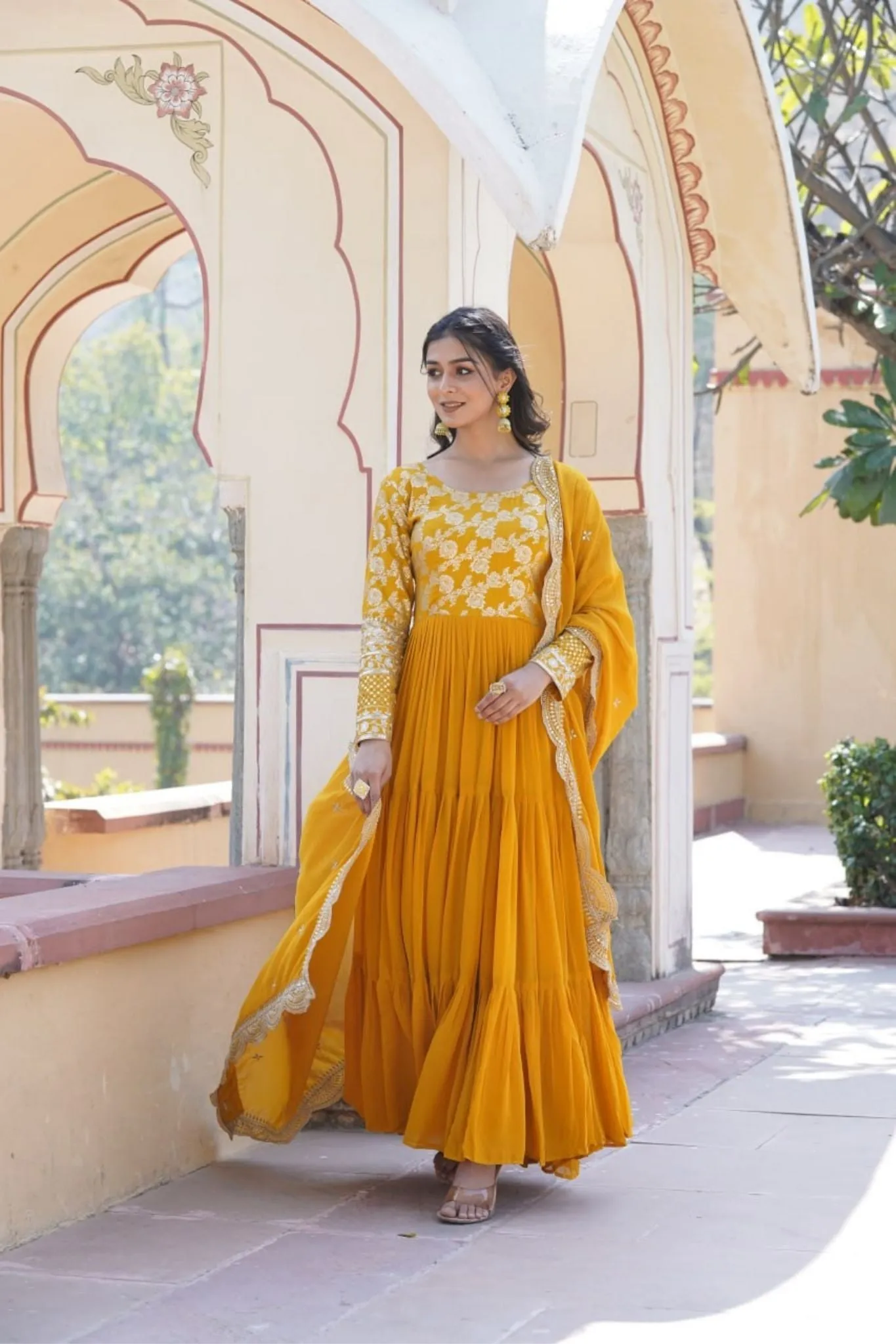 Traditional Elegance Anarkali Gown And Dupatta Set