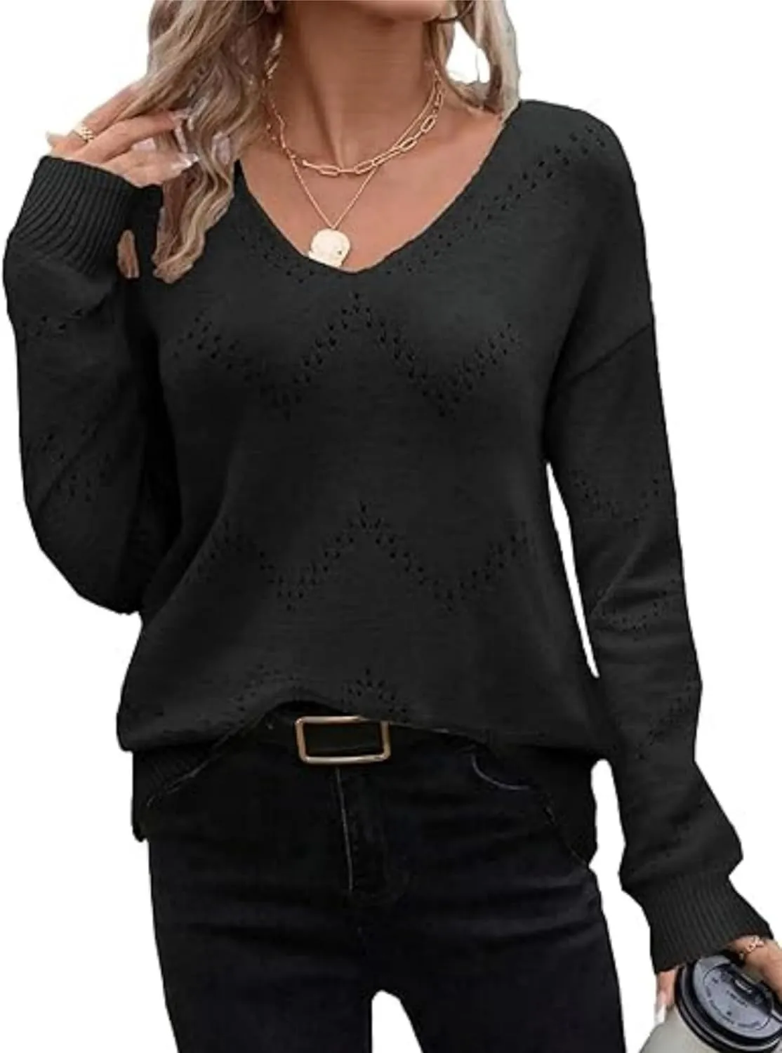 Zeagoo Women's Knitted Jumper Elegant Pullover (DE Only)