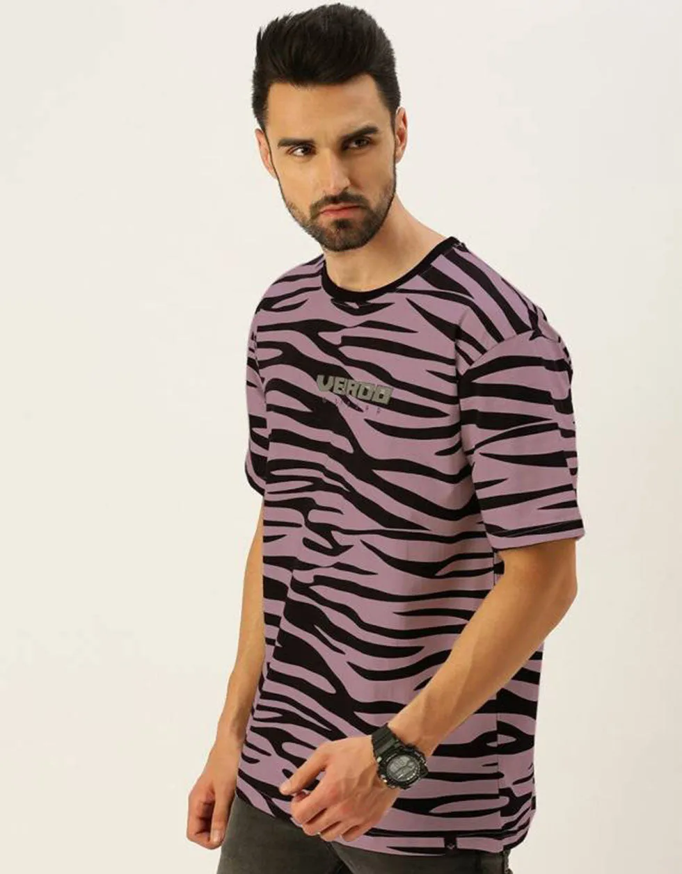 Zebra Lilac Oversized All Over Animal Print Tshirt